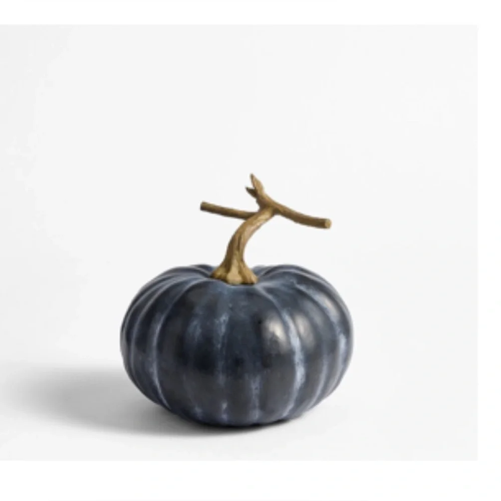 Brand New Pottery Barn Black Faux Pumpkin, NWT - Picture 2 of 3
